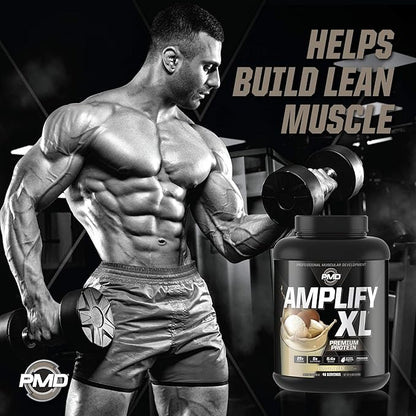 PMD Sports Amplify XL Premium Whey Protein Supplement Hydro Greens Blend - Glutamine and Whey Protein Matrix with Superfood for Muscle, Strength and Recovery - Vanilla Flex (48 Servings)