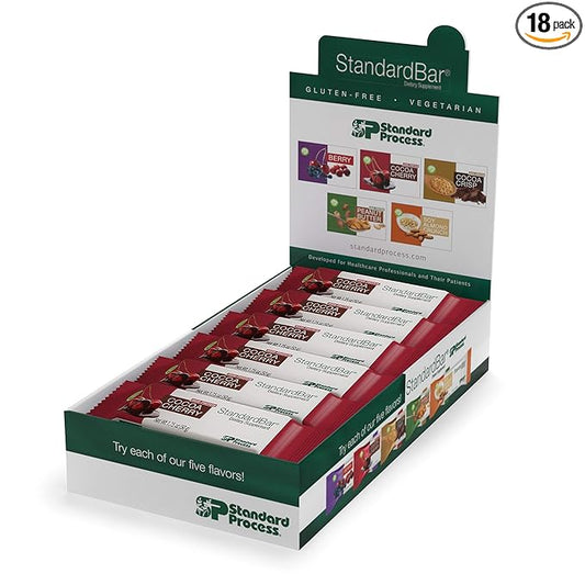 Standard Process StandardBar - Gluten-Free Protein Bar with Whole Food Formula of Calcium, Potassium, and More - Vegetarian - 18 Bar Pack - Cocoa Cherry