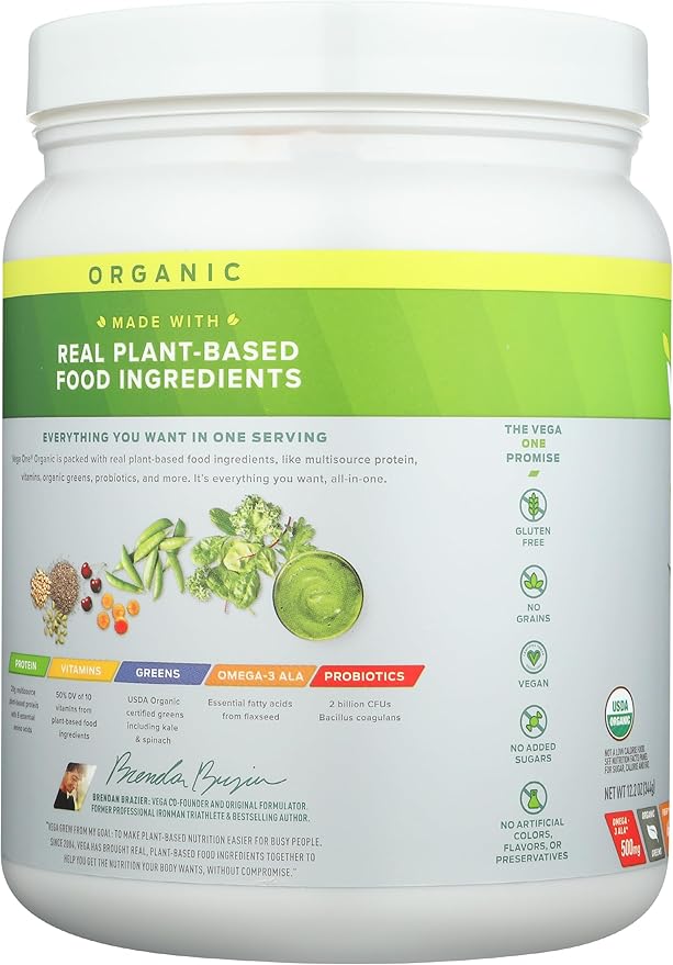 Vega Organic All-in-One Vegan Protein Powder, French Vanilla -Superfood Ingredients, Vitamins for Immunity Support, Keto Friendly, Pea Protein for Women & Men, 12.2 oz (Packaging May Vary)