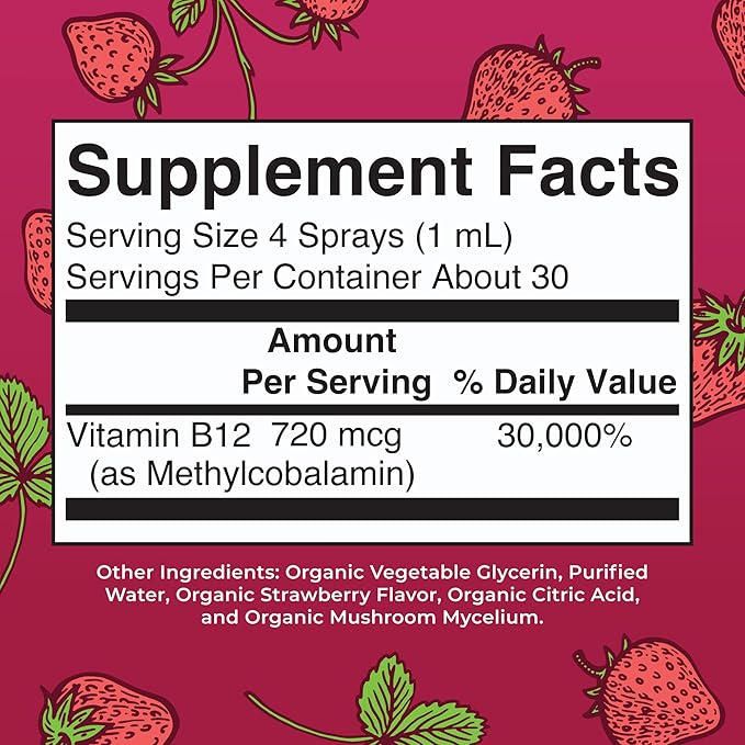 MaryRuth's Vitamin B12 Liquid Spray | Vegan, Non-GMO, Gluten-Free | USDA Organic B12 Vitamin Supplement | Energy & Nervous System Support | B12 Vitamins for Women & Men | VIT b12 1,500 mcg | 1 Fl Oz