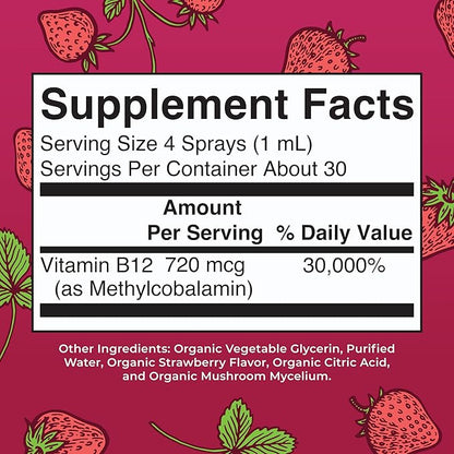MaryRuth's Vitamin B12 Liquid Spray | Vegan, Non-GMO, Gluten-Free | USDA Organic B12 Vitamin Supplement | Energy & Nervous System Support | B12 Vitamins for Women & Men | VIT b12 1,500 mcg | 1 Fl Oz