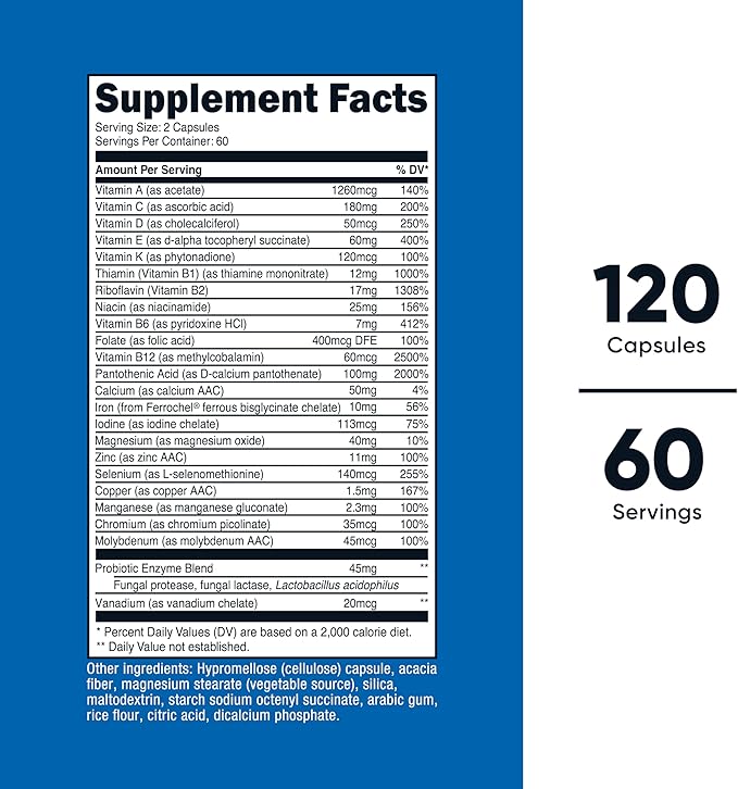 Nutricost Multivitamin with Probiotics 120 Vegetarian Capsules - Packed with Vitamins & Minerals