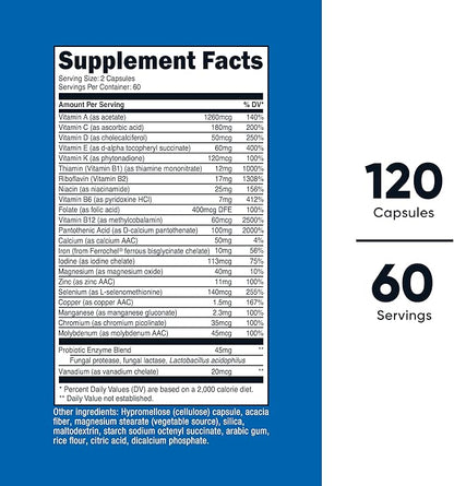 Nutricost Multivitamin with Probiotics 120 Vegetarian Capsules - Packed with Vitamins & Minerals