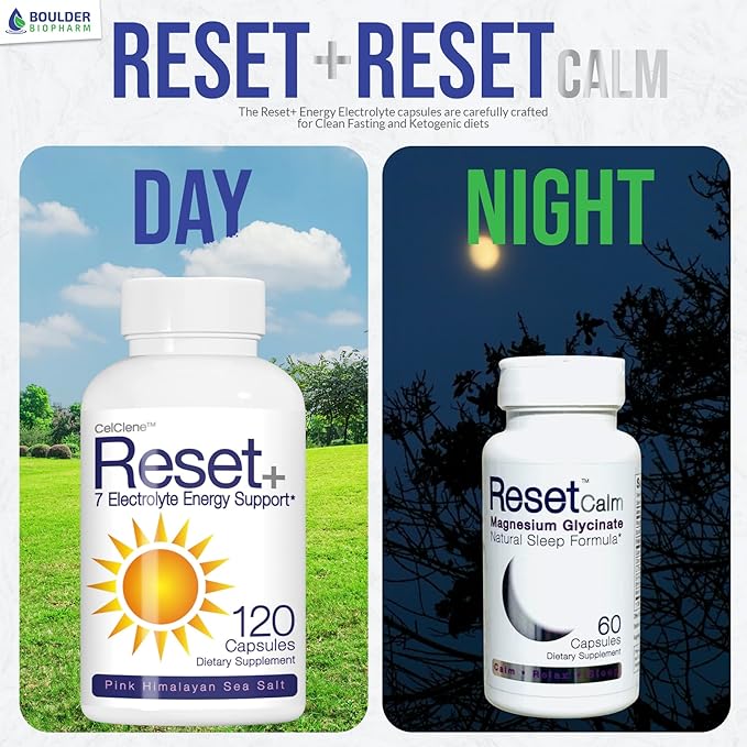 Reset+ 7 Energy Electrolytes, Methyl B12, Methyl Folate, Pink Salt, Magnesium, Super B Complex, Green Tea & Green Coffee Extracts, Biotin, Zinc, 72 Trace Minerals