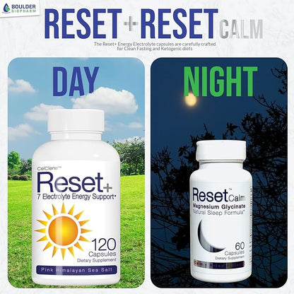 Reset+ 7 Energy Electrolytes, Methyl B12, Methyl Folate, Pink Salt, Magnesium, Super B Complex, Green Tea & Green Coffee Extracts, Biotin, Zinc, 72 Trace Minerals
