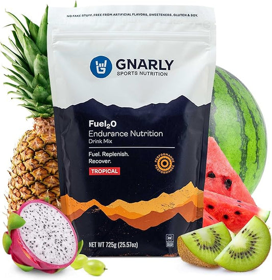 Gnarly Nutrition Fuel2O Electrolyte Powder - Fuel 2O Endurance Nutrition, NSF Content Certified, Electrolyte Solution, Fuel, Replenishment, and Recovery - Tropical, 25.57Oz