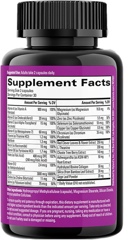Hyland's Rock On Menopause + Youthful Skin Multivitamin for Women with Immune Support - 60 Capsules - Menopause Relief for Women with Biotin, Collagen, and Red Clover