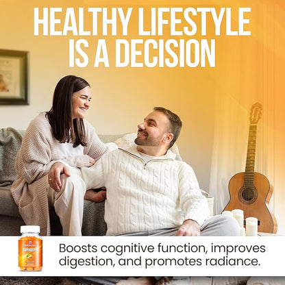 Turmeric Curcumin Gummies for Adults - Extract 8:1 2000mg - Black Pepper and Ginger Supplements for Joint Support - Vegan Chewable Vitamins Supplement - Peach Flavor Turmeric Gummy Chews