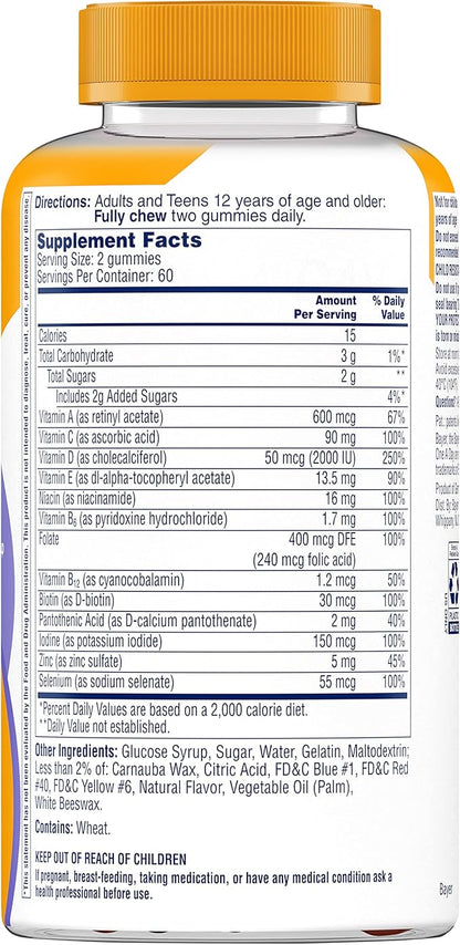 ONE A DAY Teen Multi+ Immunity Defense Vitamins, Multivitamin Gummies With Boost of Immunity Support with Vitamins A, C, D, E, Selenium & Zinc, 120 Count