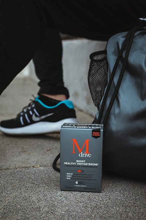 Mdrive Boost and Burn Test Booster and Fat Burner with Zinc, KSM-66 Ashwagandha, Advantra Z, 75 Count.