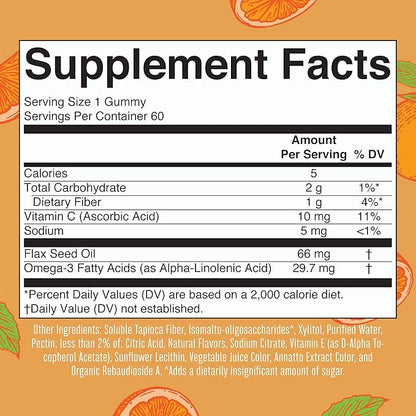 MaryRuth Organics Vegan Omega 3 Gummies for Adults | 2 Month Supply | Sugar Free Supplement with Vitamin C | Flaxseed Oil Immune Support | Overall Wellness | No Fish Taste | 60 Count
