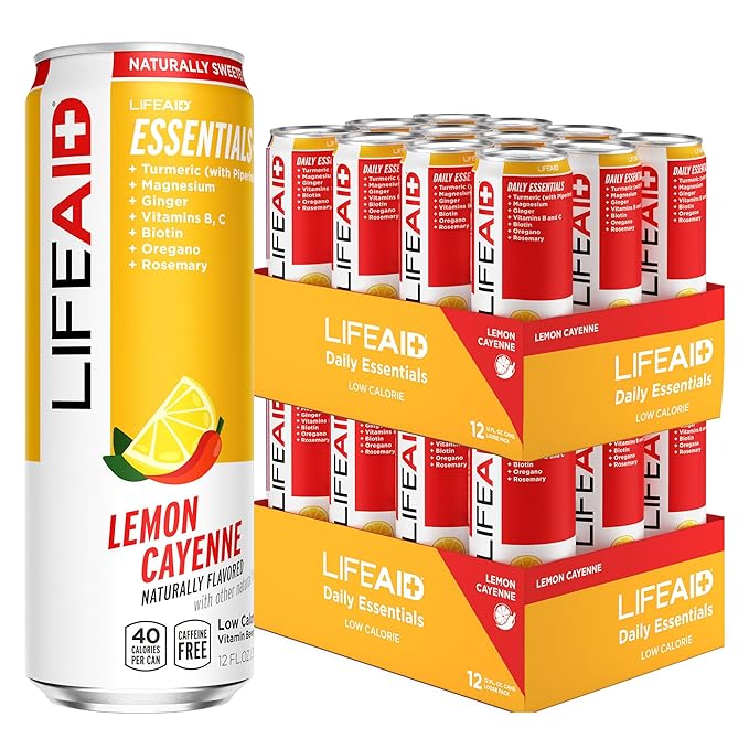 LIFEAID Vitality Blend, Daily Vitamins, Turmeric to Help Reduce Mild Inflammation from Everyday Stress, Healthy Soda Replacement, 100% Clean, Vegan, GF, 12 Fl Oz (Pack of 12)