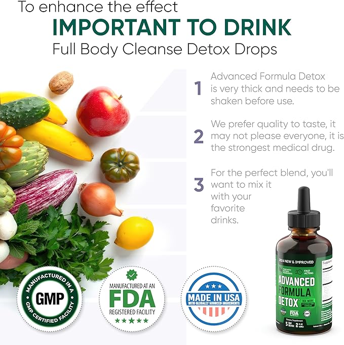 Salutem Vita™ Liquid Advanced Formula Detox - Detoxify and Rejuvenate: Liquid Dietary Supplement for Total Body Cleanse - Supplement for Toxin Removal - 1 Pack - 2 Fl Oz (20 Servings)