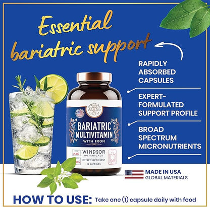 Bariatric Multivitamin with Iron - 45mg Iron Easy to Swallow, One a Day Bariatric Vitamins for Women and Men - Gastric Bypass, Gastric Sleeve Recovery - Bariatric Iron Vitamin Multivitamins - 30 Caps