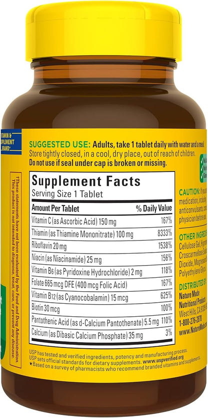 Nature Made Super B Complex with Vitamin C and Folic Acid, Dietary Supplement for Immune Support, 140 Tablets, 140 Day Supply