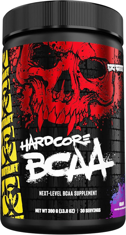 Mutant Hardcore BCAA - Pre, Intra or Post Workout – BCAA Next Level branched-Chain Amino Acids Supplement – Hydration + Recovery - 30 Serving - Grape