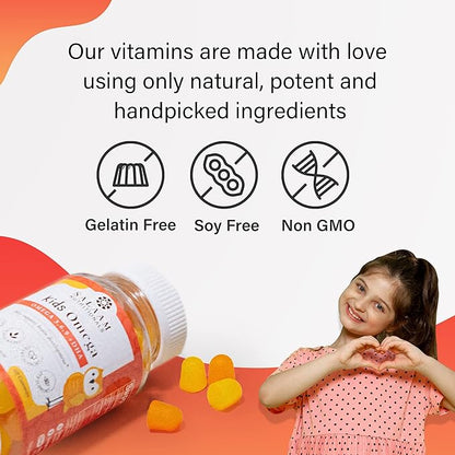 Salaam Nutritionals - Kids Vitamins, Omega 3 + Dha for Kids, Supports Brain and Immune Function, Gummies Vitamins for Kids, 60 Counts, 1 Pack