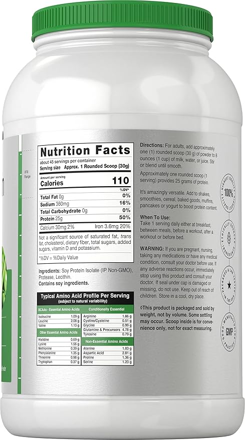 Horbäach Soy Protein Isolate Powder | 3lb | Unflavored | Vegan, Non-GMO, Gluten Free