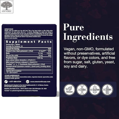 NEW NORDIC Hair GRO, Hair Growth Supplement, Biotin & Palm Fruit Extract Tocotrienols for Natural Regrowth, for Men and Women, 60 Count (Pack of 1)