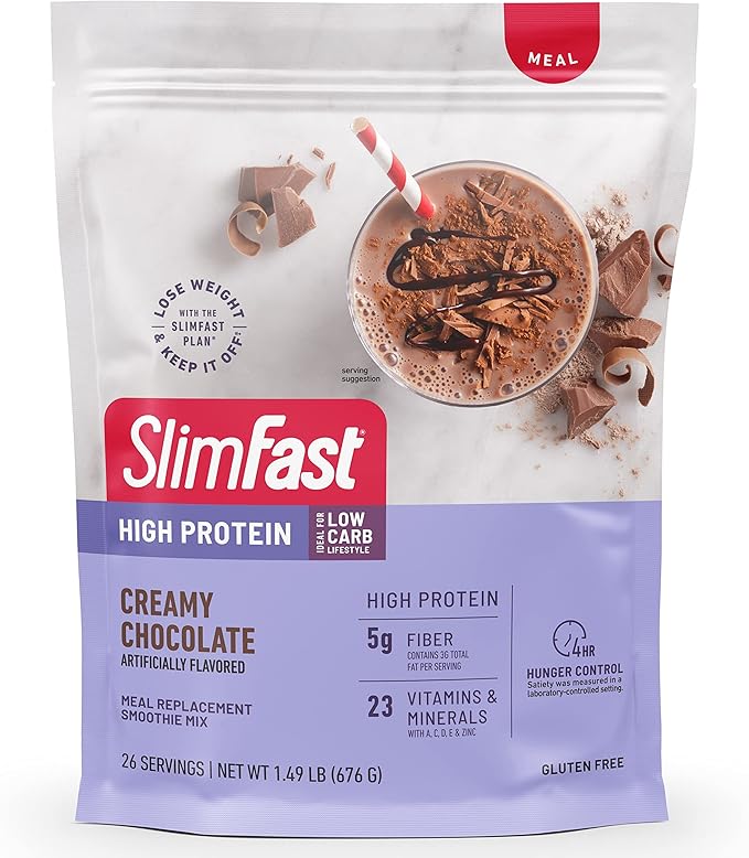 SlimFast High Protein Chocolate Bundle- 12 Count of Chocolate High Protein Meal Replacement Shakes (20g Protein) with 26 Servings of Chocolate High Protein Powder Mix (20g Protein)
