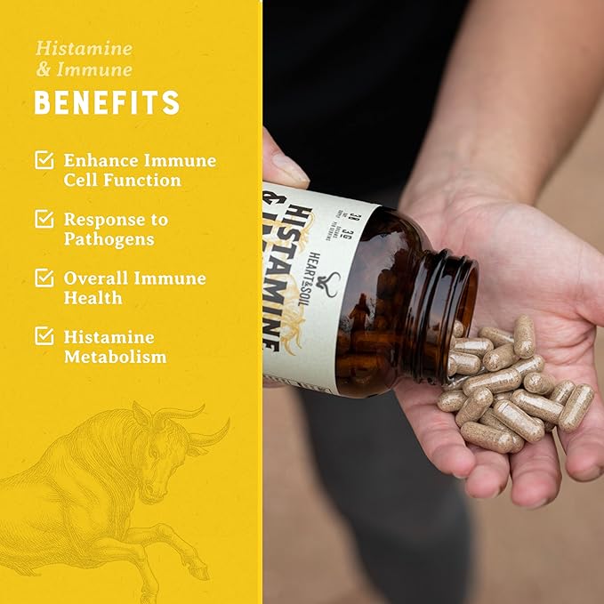 HEART & SOIL - Histamine & Immune Supplement - Immune Support Supplement - Enriched with Selenium, Vitamin A, Thymopoietin, Thymulin, DAO, Thymosin, LEAP-2 & Peptides - 180 Capsules