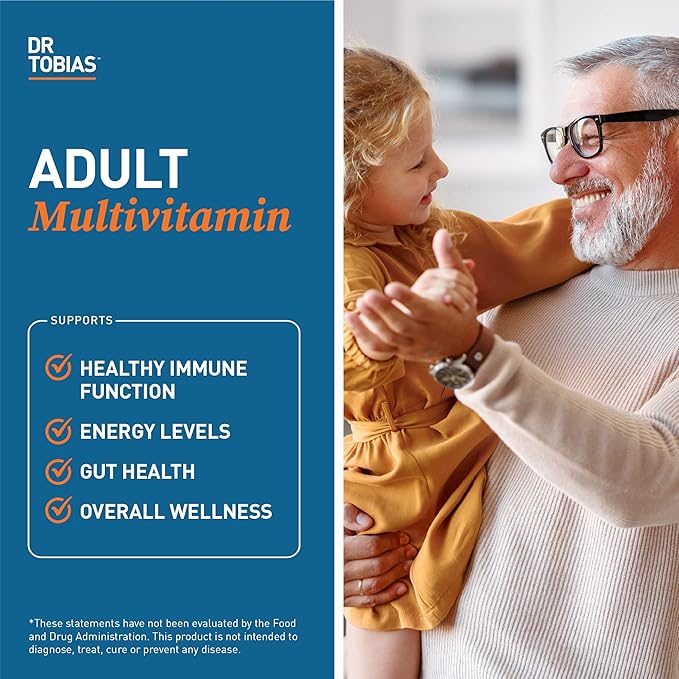 Dr. Tobias Adult Multivitamin for Women & Men, Energy & Immune Support from 42 Fruits & Vegetables Plus Probiotics, Comprehensive Daily Multivitamins for Men & Women, Non-GMO, 180 Tablets, 60 Servings