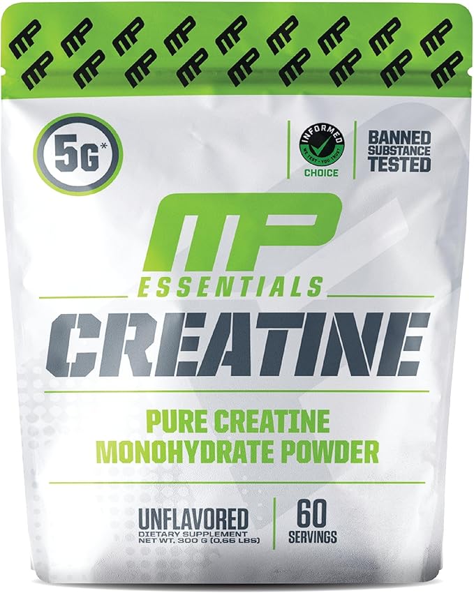 MusclePharm Essentials Creatine Monohydrate Powder, Pre Workout Muscle Builder & Post Workout Muscle Recovery Supplement, Ultra-Pure 100% Monohydrate Creatine Powder, 60 Servings, Unflavored