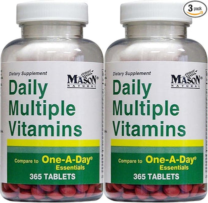 Daily Multiple Vitamins Compare to One A Day Essentials Multivitamin Multimineral Supplement 365 Tablets per Bottle Pack of 2 Total 730 Tablets