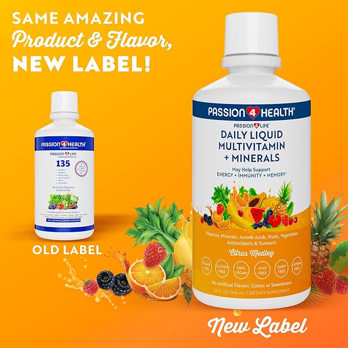 Mega Liquid Multivitamins, Trace Minerals, Amino Acids, Turmeric for Adults, Men, Women, Teens, Kids, Non-GMO, No Soy, No Dairy