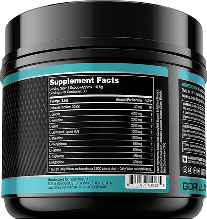 Gorilla Mode EAAs - Essential Amino Acids to Support Muscle Building, Enhanced Recovery, and Protein Synthesis/Use Before, During, or After Your Workout / 453 Grams (Jungle Juice)