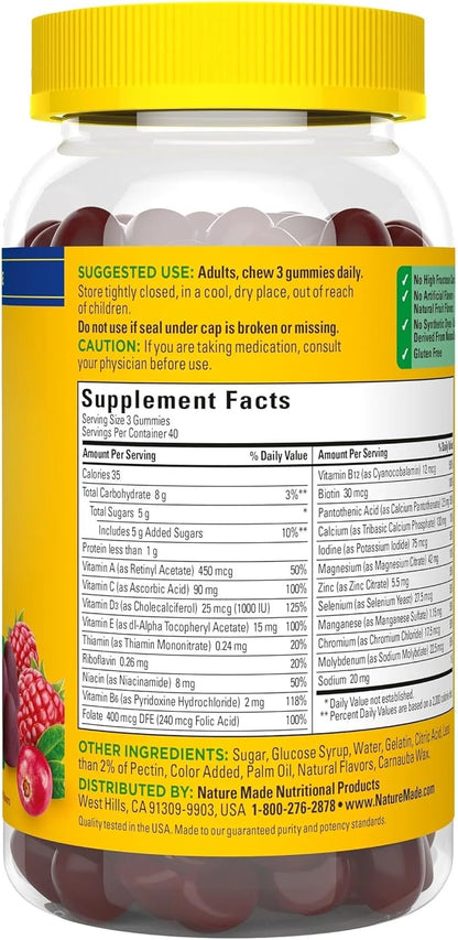 Advanced Multivitamin Gummies with Magnesium, Calcium & B Vitamins Compatible with Nature Made, 120 Count