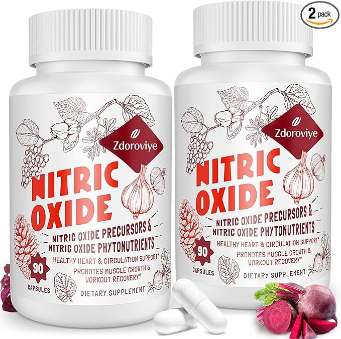 Nitric Oxide Supplement for Men, Nitric Oxide Precursor & Phytonutrient Complex for Heart, Immune- 90 Capsules (2 Pack)
