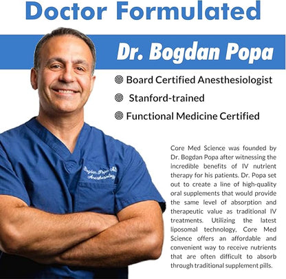 Core Med Science Liposomal Iron Supplement for Women & Men, 65mg (90 Capsules) - Iron Absorption Vitamin Pills for Deficiency During Pregnancy - Easy to Swallow & Gentle on Stomach - Dairy-Free