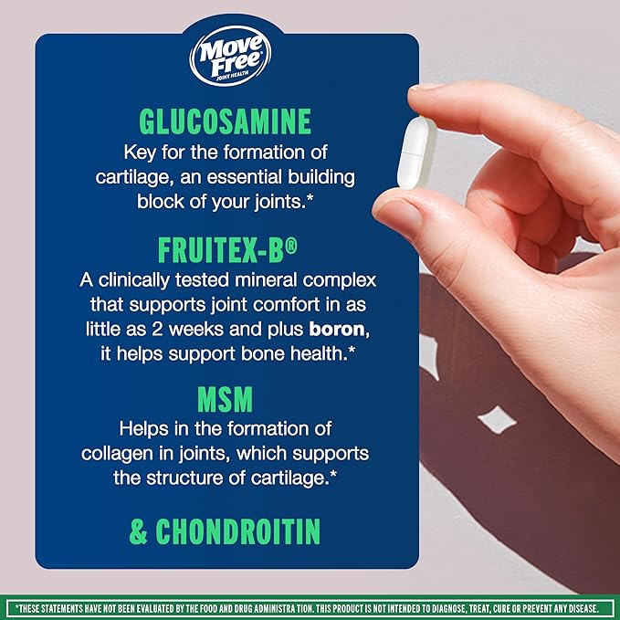 Move Free Advanced Glucosamine Chondroitin MSM Joint Support Supplement, Supports Mobility Comfort Strength Flexibility & Bone - 120 Tablets (40 servings)*