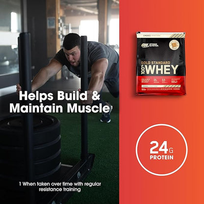 Optimum Nutrition 100% Gold Standard Whey Protein Powder - Protein Powder with a Blend of Hydrolyzed, Isolate and Whey Protein - Protein Powder for Muscle Recovery - S'Mores, 5.64 lb (80 Servings)