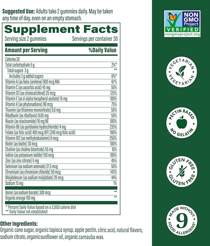 MegaFood Women's Multi - Multivitamin for Women - Gummy Vitamins - Vitamin C, Vitamin D, Zinc, Vitamin B12 & Choline - Immune Support & Bone Health - Vegetarian - Tangerine - 60 Gummies (30 Servings)