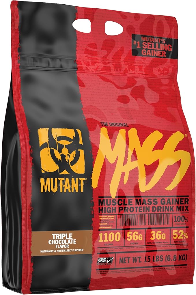 Mutant Mass Weight Gainer Protein Powder - Mass Builder for Bulking and Lean Mass Gainer, The Weight Gainer Men Need to Bulk up – 15 Pound – Triple Chocolate