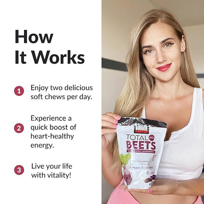 Force Factor Total Beets Soft Chews with Beetroot, Nitrates, L-Citrulline, Grapeseed Extract, & Antioxidants, Healthy Energy Supplement with Elite Ingredients for Heart, Superfood, 120 Count, 2-Pack