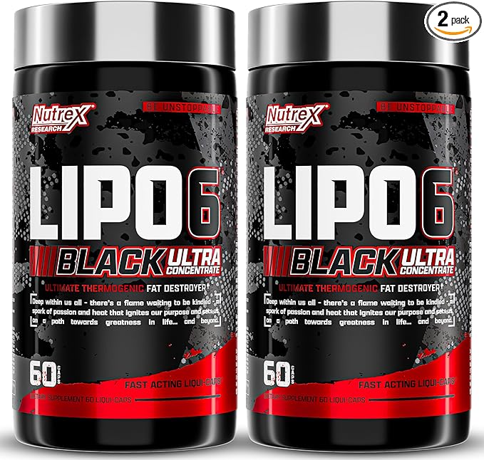 Nutrex Research Lipo-6 Black Ultra Concentrate Thermogenic Fat Burner Supplement, Increase Weight Loss, Energy & Intense Focus 120 Diet Pills
