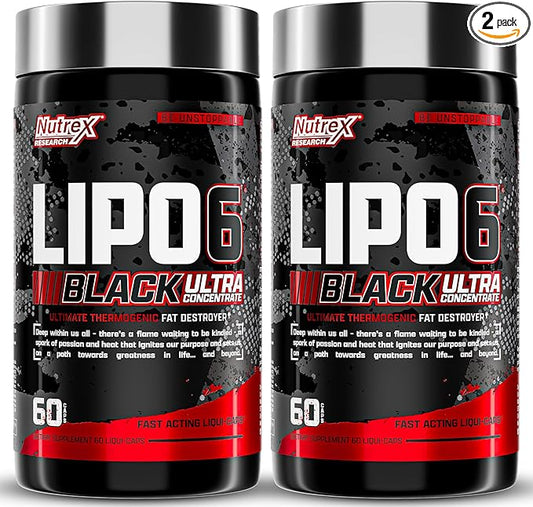 Nutrex Research Lipo-6 Black Ultra Concentrate Thermogenic Fat Burner Supplement, Increase Weight Loss, Energy & Intense Focus 120 Diet Pills