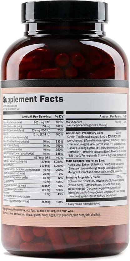 NatureWise Multivitamin for Men - Daily Male Support - Minerals & Herbs for Energy, Performance, Immunity - with Vitamin A, C, D, B-Complex - Soy & Gluten-Free, Non-GMO - 240 Capsules[6-Month Supply]