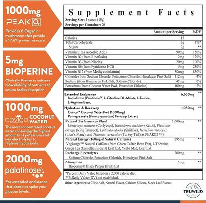 TruWild Motion All Natural Pre Workout Powder Drink Mix for Men & Women w/No Jitters or Crash – Whole Food Plant Based Vegan – Organic w/Electrolytes + BioPerine – 20 Servings (Coconut Raspberry)