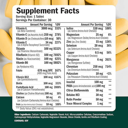 Multivitamin for Men - Daily Mens Multivitamins & Multiminerals with Vitamin A, C, D, E, B12, Zinc & Iron. Essential Vitamins for Men - Mens Vitamins for Energy, Focus, and Mens Health. 30 Tablets