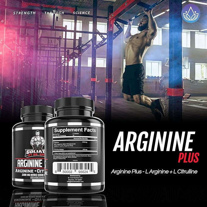 Dr. Emil's ARGININE Plus - L Arginine + L Citrulline - 2500 MG High Dose NO Booster Tablets - Nitric Oxide Supplement for Vascularity and Heart Health (Arginine AAKG and Citrulline Malate 2:1)