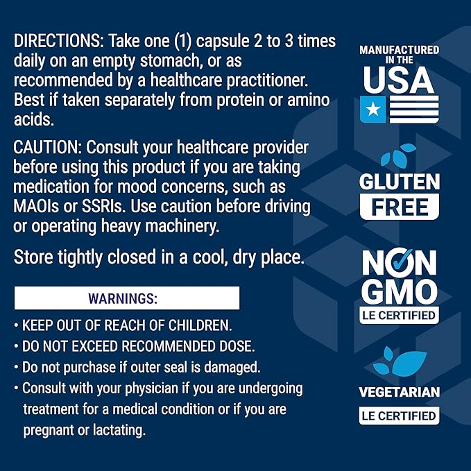 Life Extension L-Tryptophan, 500 mg, Encourages Healthy Serotonin Levels and Promotes Healthy Sleep, Mood, Stress Response & Satiety, Gluten-Free, Non-GMO, Vegetarian, 90 Capsules