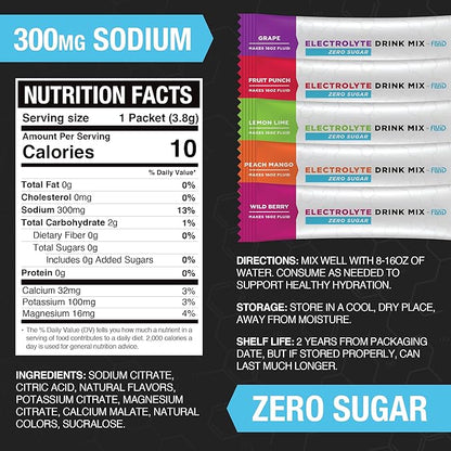 Zero Sugar, Keto Electrolyte Powder, Hydration Packets, Made in USA (Variety, 25 Count)