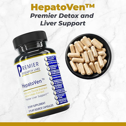Premier Research Labs HepatoVen - Milk Thistle Liver Support, Liver Cleanse & Maintain, Liver Pills, Liver Vitamins for Women & Men with Artichoke Extract - 60 Vegetarian Capsules