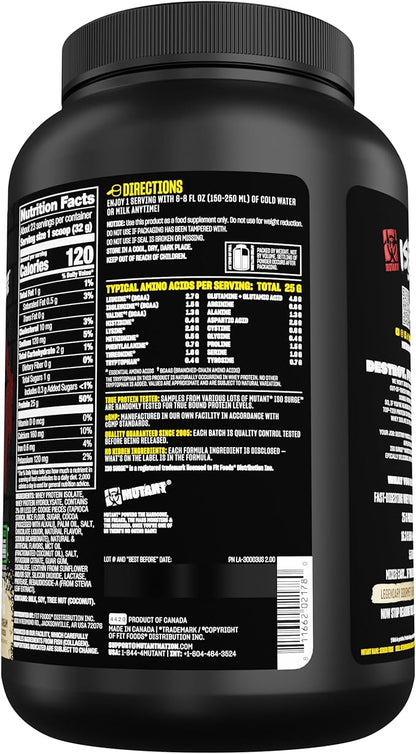 Mutant ISO Surge Whey Protein Isolate Powder Acts Fast to Help Recover, Build Muscle, Bulk and Strength, 1.6 lb (Cookies & Cream)