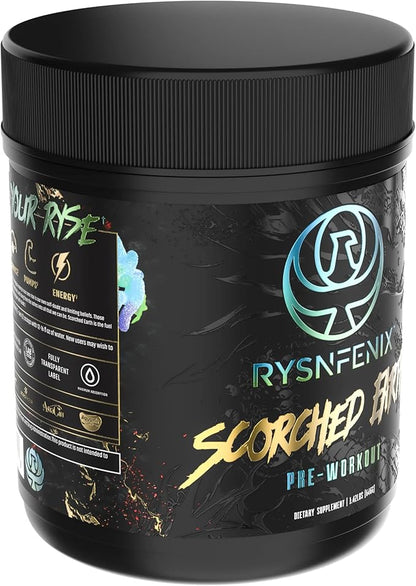 Scorched Earth Pre Workout Powder - Energy & Focus with Dual-Source Caffeine, Nootropics | Pumps from Citrulline, Beta Alanine, Nitrosigine®, GlycerPump™ - Sour Gummy Worm