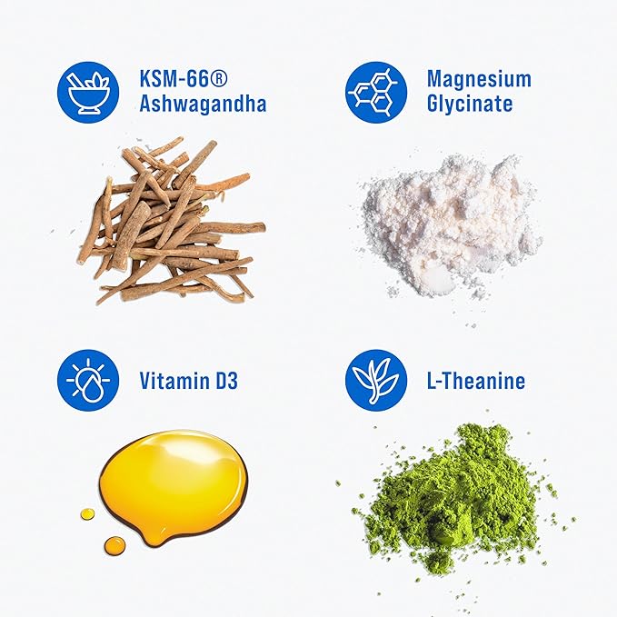 Nello Supercalm Drink Mix - Ashwagandha KSM 66, Magnesium Glycinate, L-Theanine, Vitamin D3 - Ashwagandha Root Extract, Magnesium & L-Theanine Supplement - Focus & Support (30 Servings)